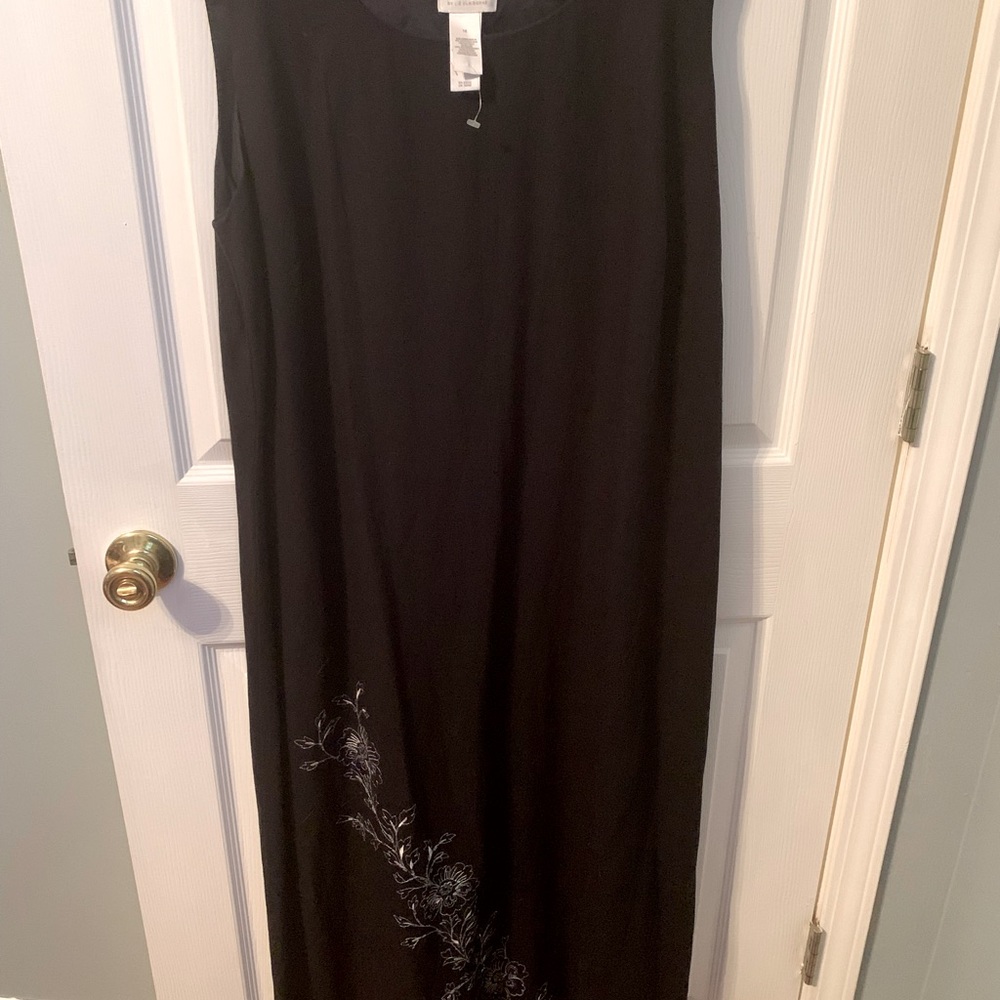 Elizabeth by Liz Taylor linen blend maxi sleeveless dress Black size 16 sequin